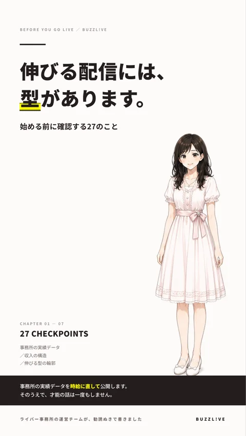 特典PDF「伸びる配信には型がある　始める前に確認する27のこと」の表紙